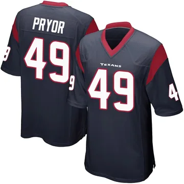 Men's Houston Texans Layne Pryor Navy Blue Game Team Color Jersey