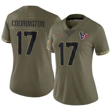 Women's Houston Texans Brandon Codrington Olive Limited 2022 Salute To Service Jersey By Nike