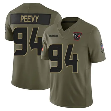 Youth Houston Texans Jayden Peevy Olive Limited 2025 Salute to Service Jersey By Nike