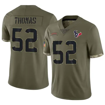 Youth Houston Texans Xavier Thomas Olive Limited 2022 Salute To Service Jersey By Nike